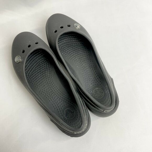 CROCS Jayna Black Slingback Ballet Flat Sandals Size Youth Junior 5 US7 - Picture 5 of 8